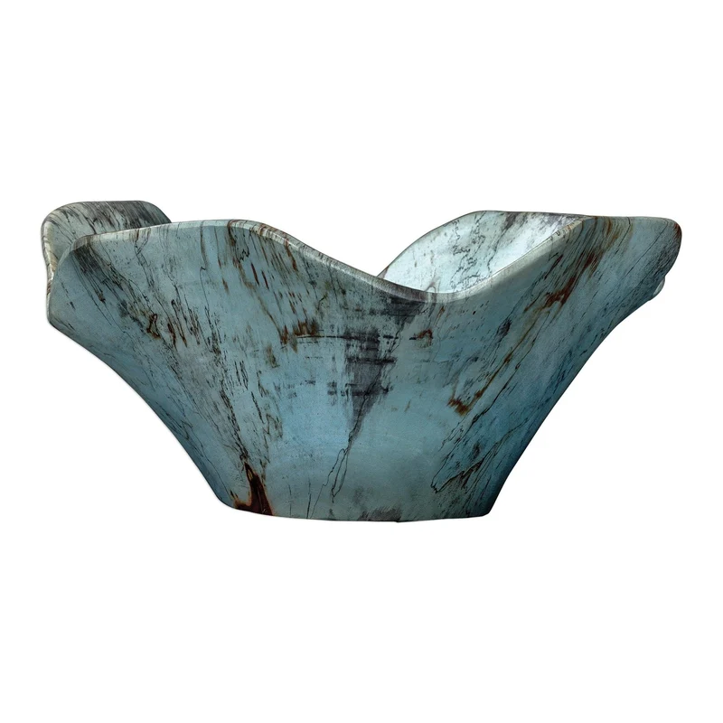 Teo Wall-Mounted Wooden Bowls in Blue - Set of 3