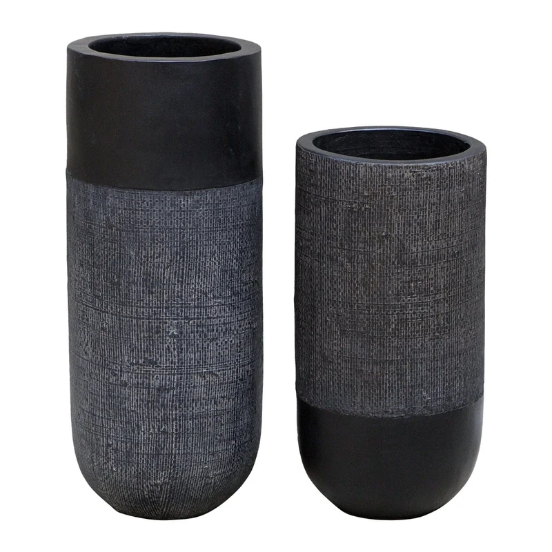Woven Shadow Vases, Set of 2