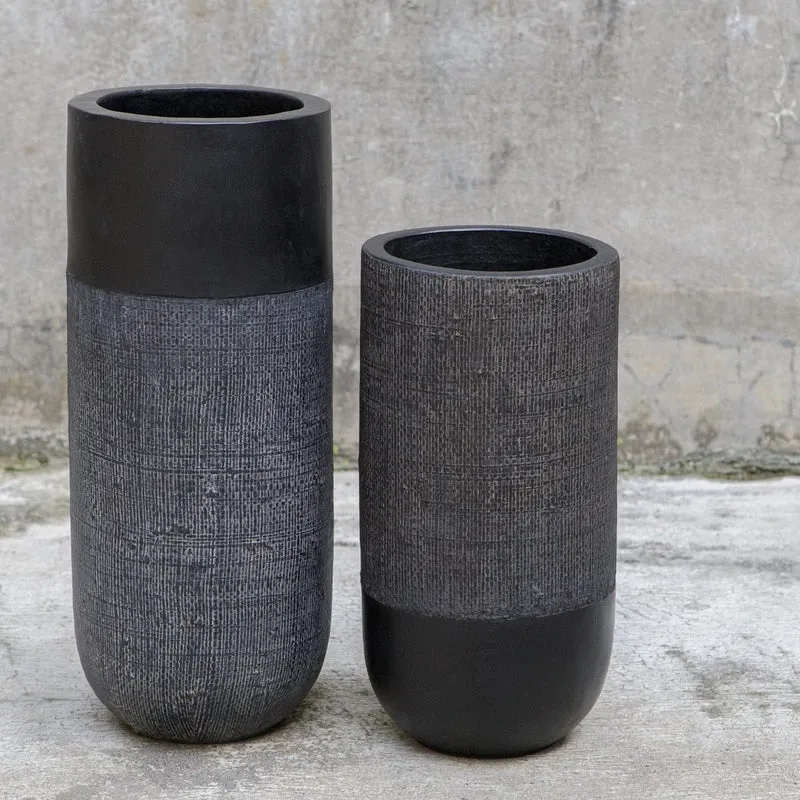 Woven Shadow Vases, Set of 2