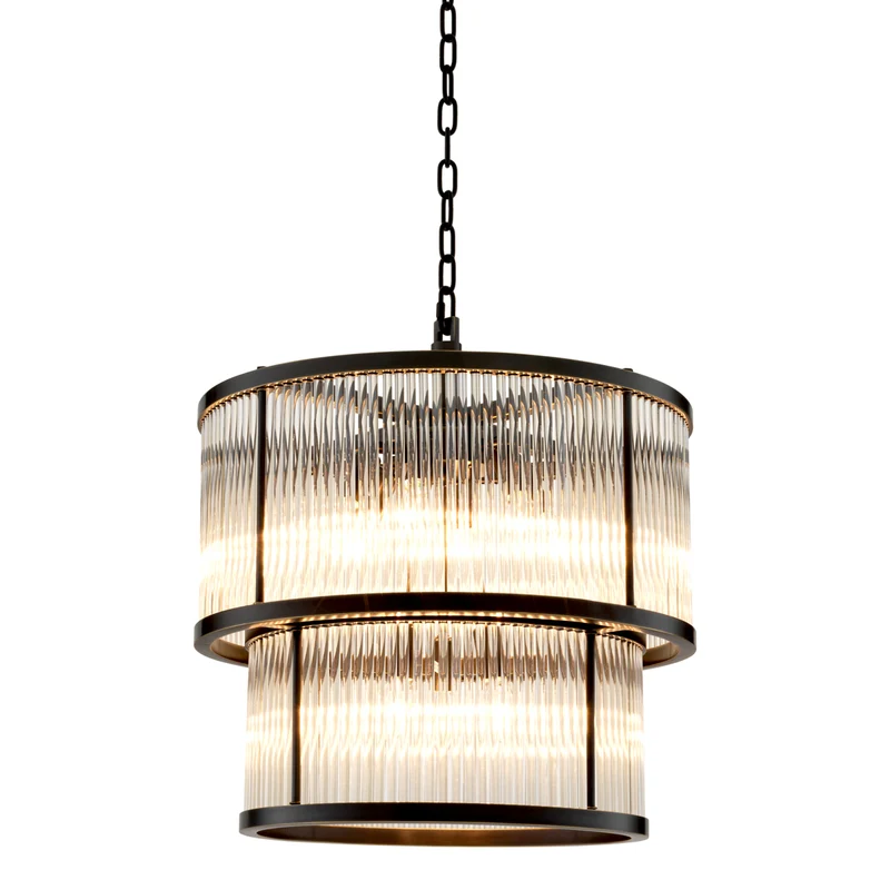 Chandelier Pasadena - Bronze Highlight Finish with Vintage Glass