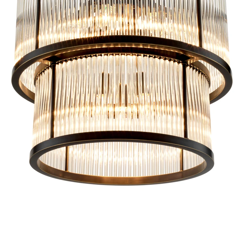 Chandelier Pasadena - Bronze Highlight Finish with Vintage Glass