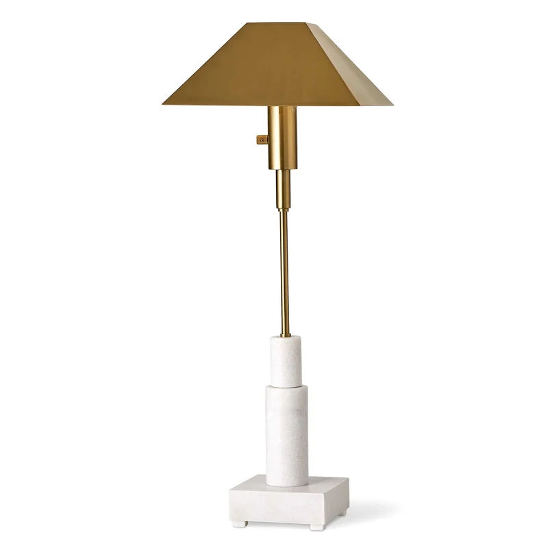 Telescope Buffet Lamp - White Marble/Brass