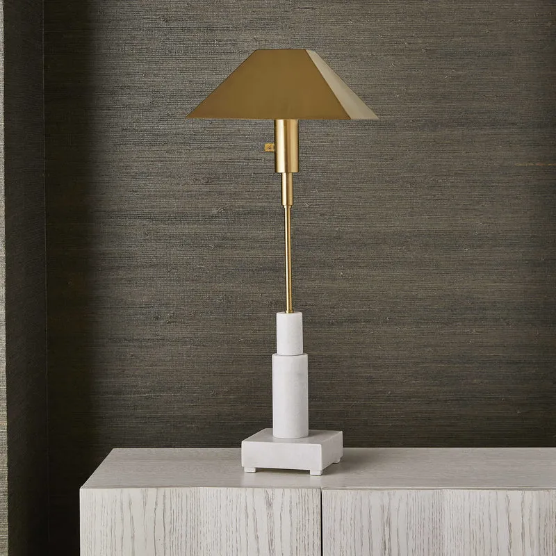Telescope Buffet Lamp - White Marble/Brass