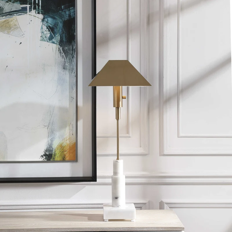 Telescope Buffet Lamp - White Marble/Brass
