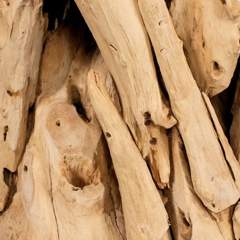 Teak Root Round Dining Table in Bleached