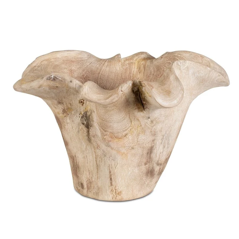 Teak Flow White Wash Outdoor Bowl