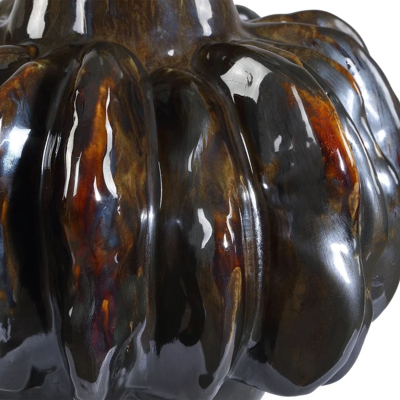Umbrian Gourd Vases in White and Brown - Set of 2