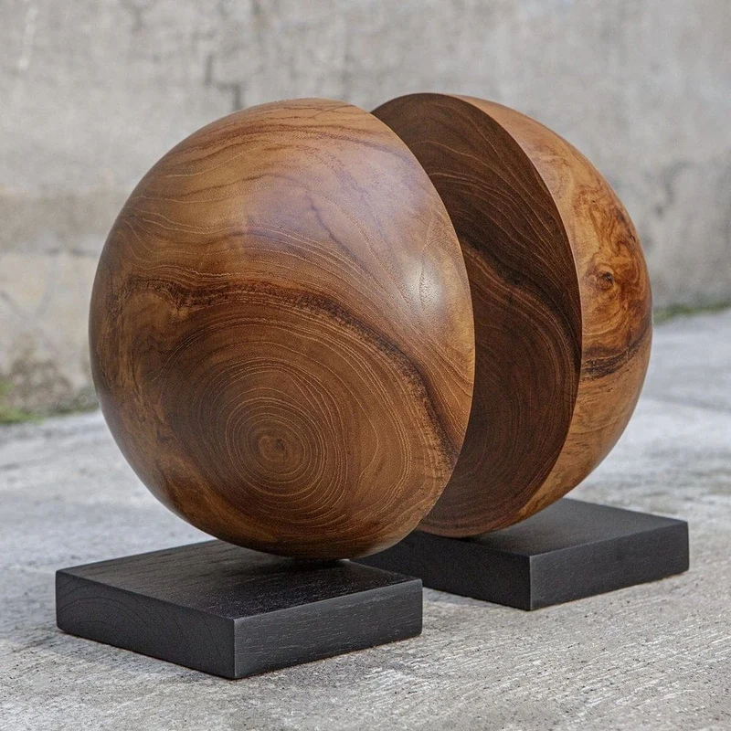Teak and Noir Bookends Set of 2
