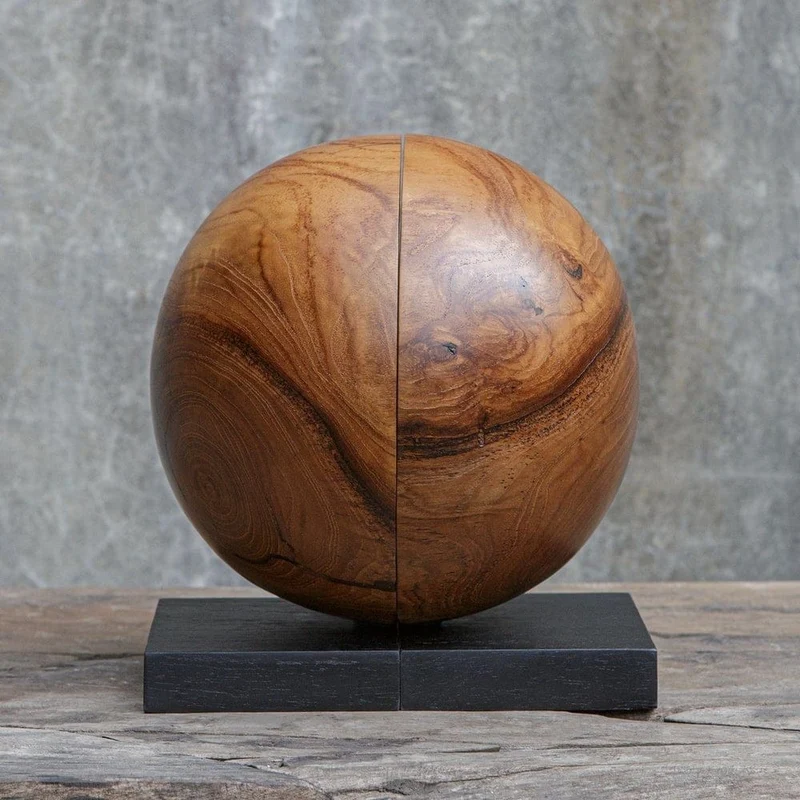 Teak and Noir Bookends Set of 2
