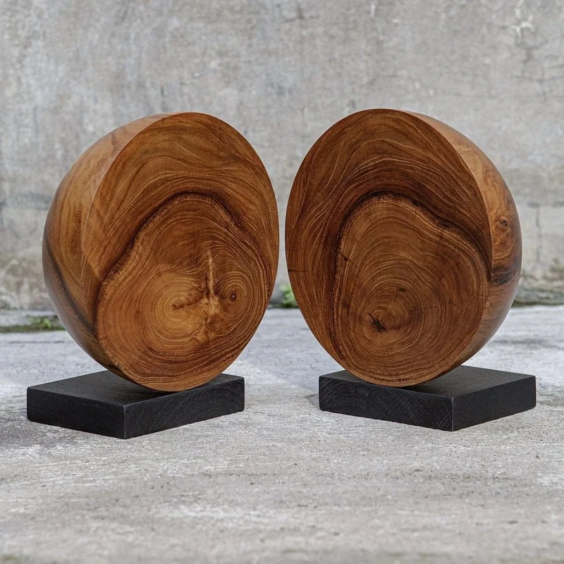 Teak and Noir Bookends Set of 2