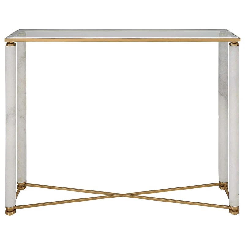 White Pillar Console Table