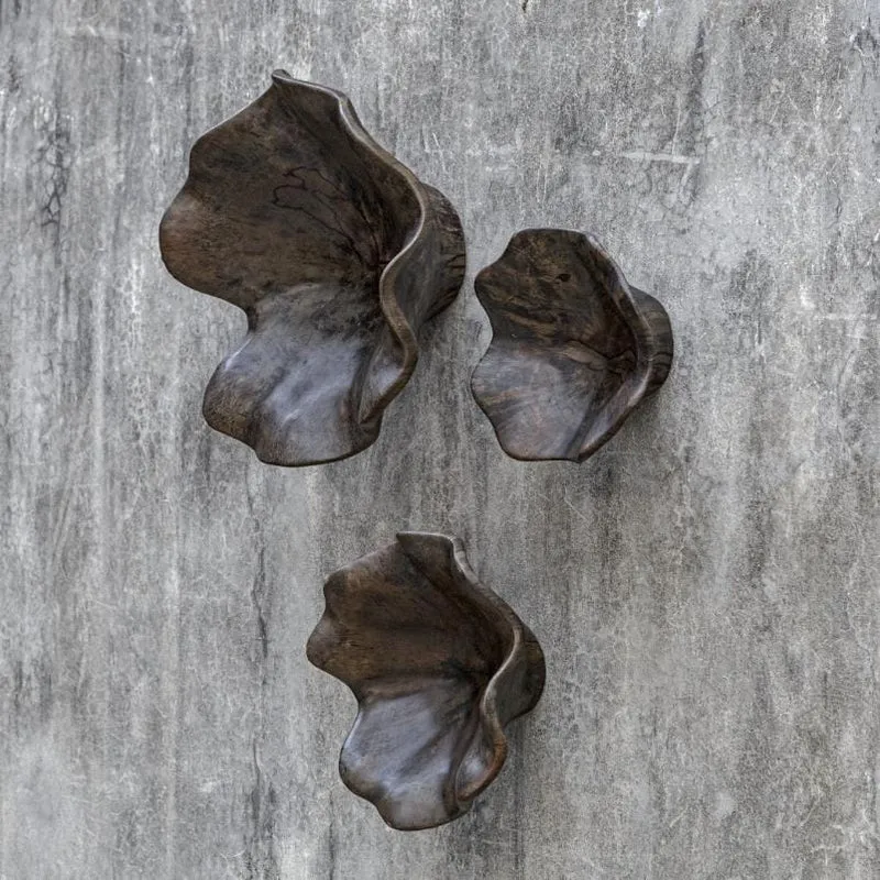 Two Wood Wall Décor In Mocha, Set of 3