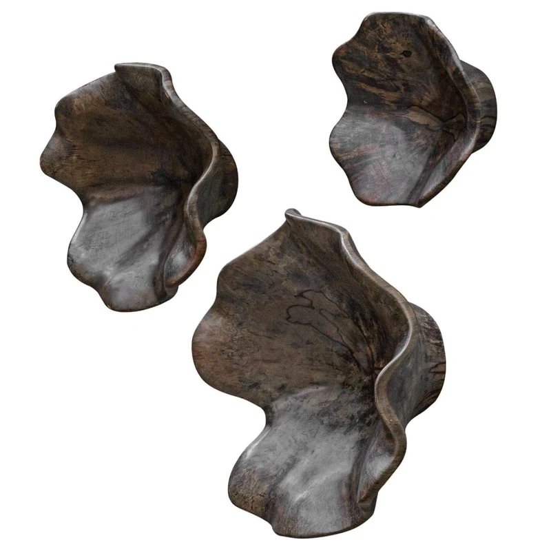 Two Wood Wall Décor In Mocha, Set of 3