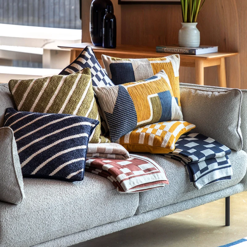 Hemsby Stripe Woven Cushion Ink| OUTLET