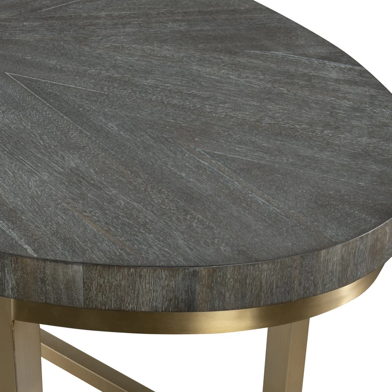 Taja Oval Writing Desk in Dark Walnut and Brushed Brass