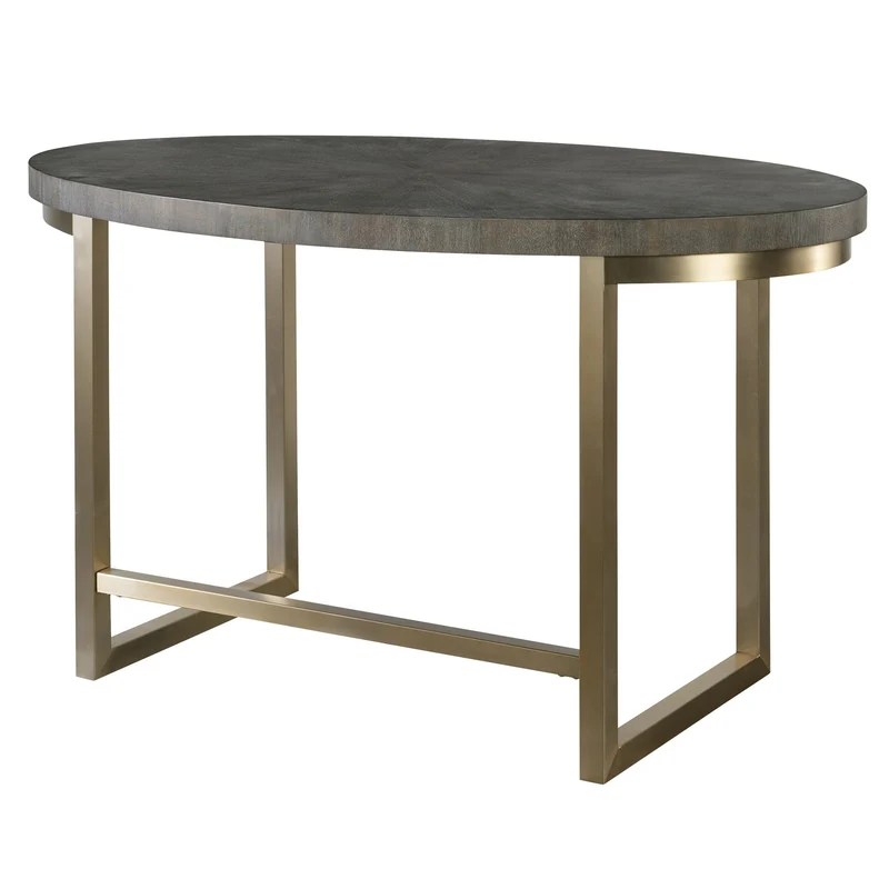 Taja Oval Writing Desk in Dark Walnut and Brushed Brass