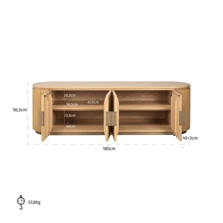 TV cabinet Belfort 4-doors (Natural oak) OUTLET