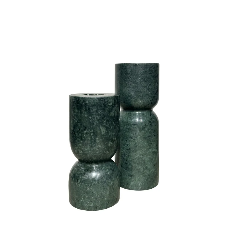 Taraza Marble Candlesticks Green Set of 2 | OUTLET