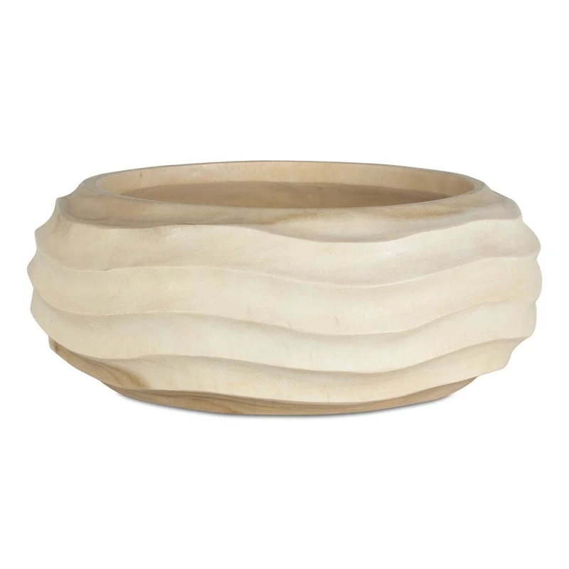 Waveform Bleached Wood Bowl