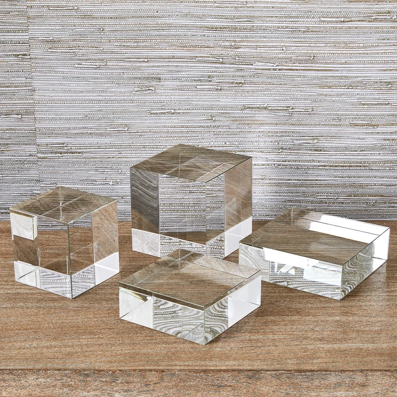 Square Risers/Sculptures, Set of 2 - Crystal
