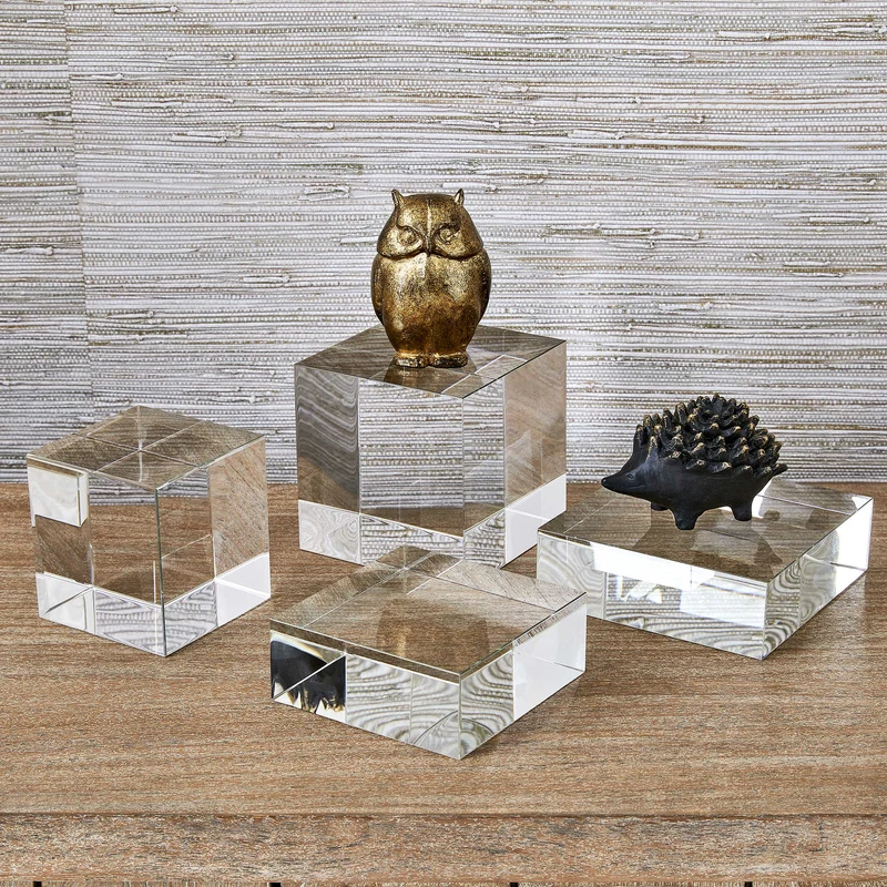 Square Risers/Sculptures, Set of 2 - Crystal