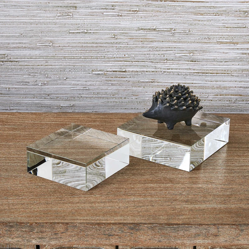 Square Risers/Sculptures, Set of 2 - Crystal