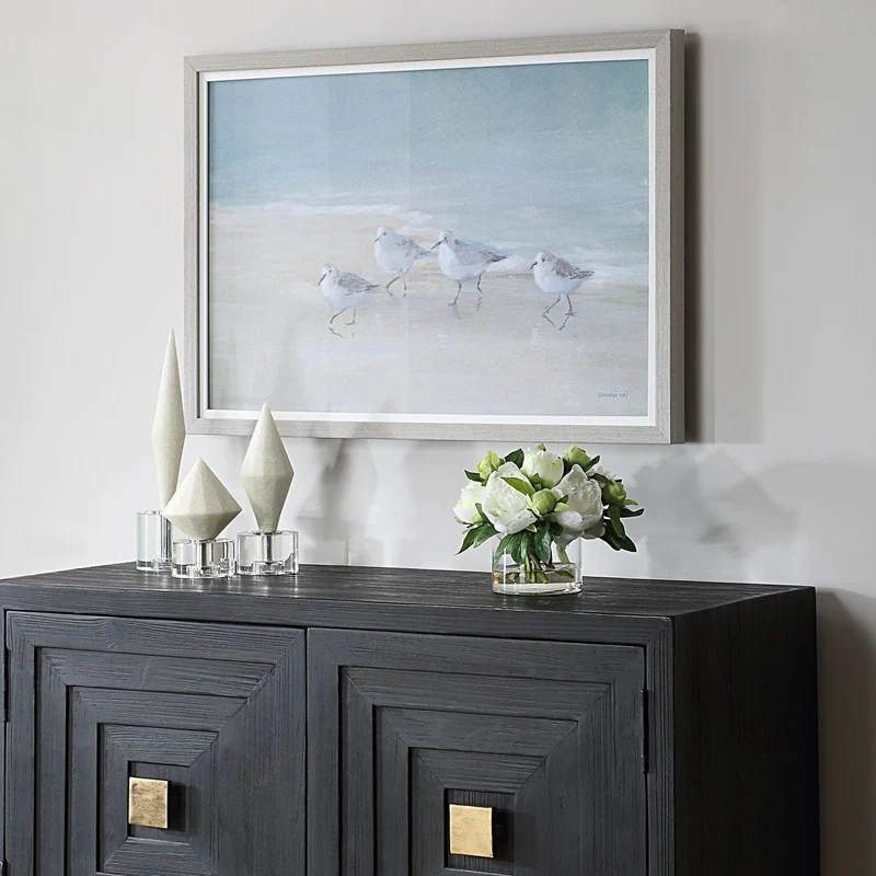 Tranquil Shorebirds On The Sand Framed Print