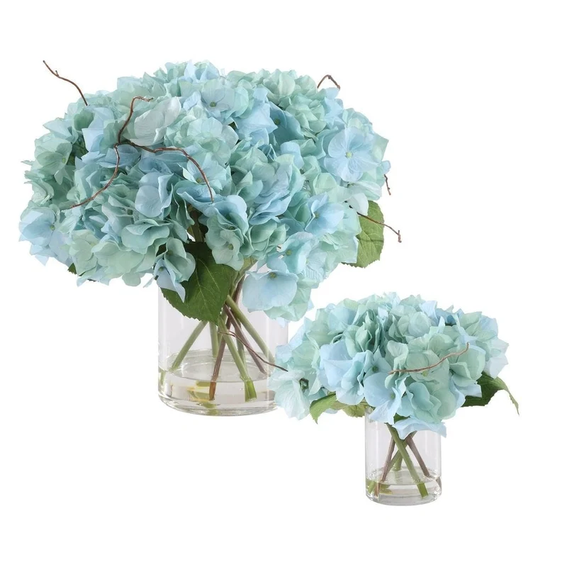 Tranquil Blooms In Glass Vases Set of 2