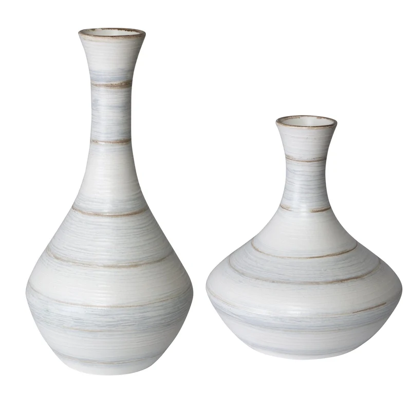 Potter Indoor-Outdoor Fluted Striped Vases, Set of 2