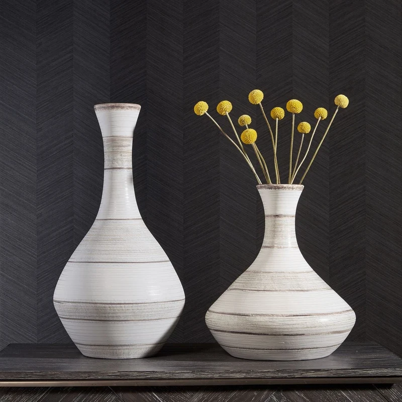 Potter Indoor-Outdoor Fluted Striped Vases, Set of 2