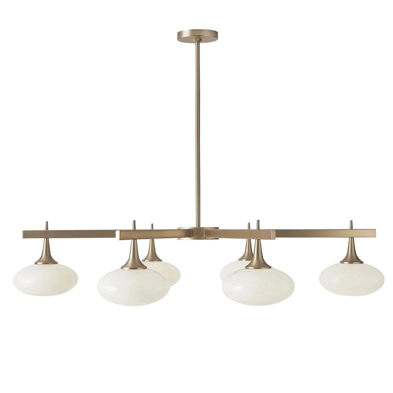Suspension 6 Light Chandelier in Rich Brass