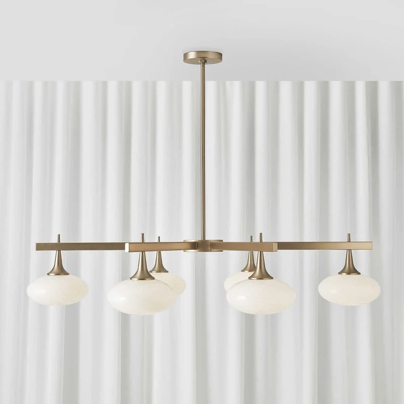 Suspension 6 Light Chandelier in Rich Brass