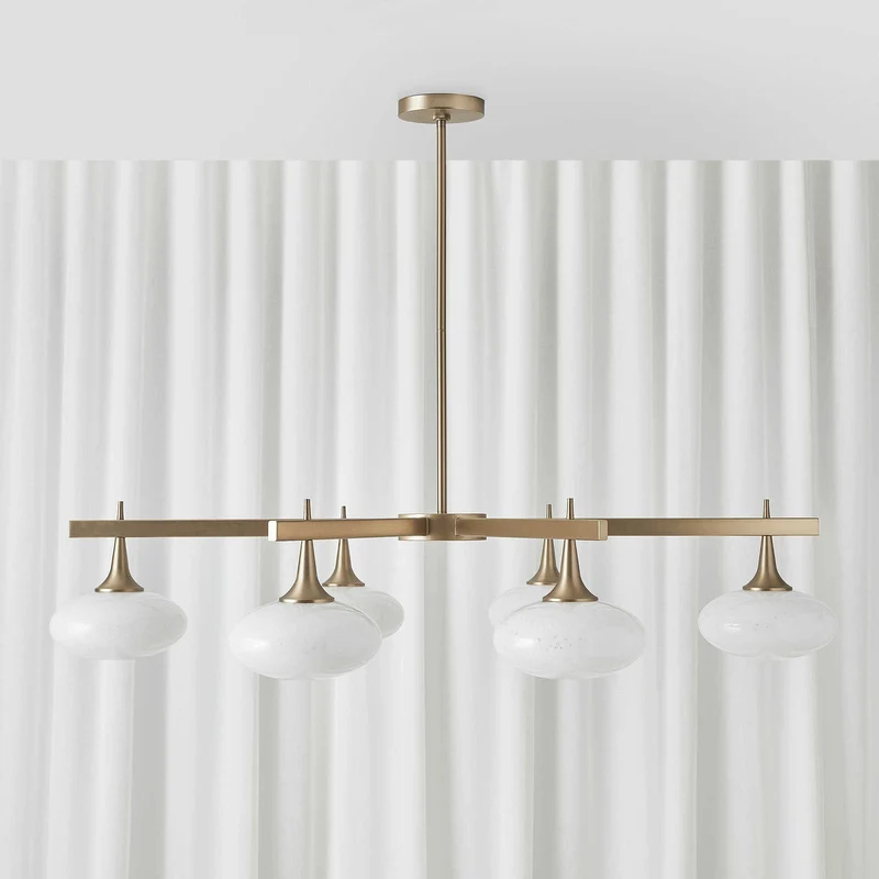 Suspension 6 Light Chandelier in Rich Brass