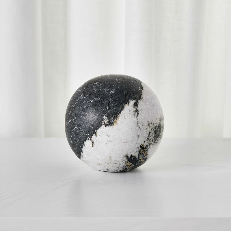 Orb Ornament in Black and White Panda Marble