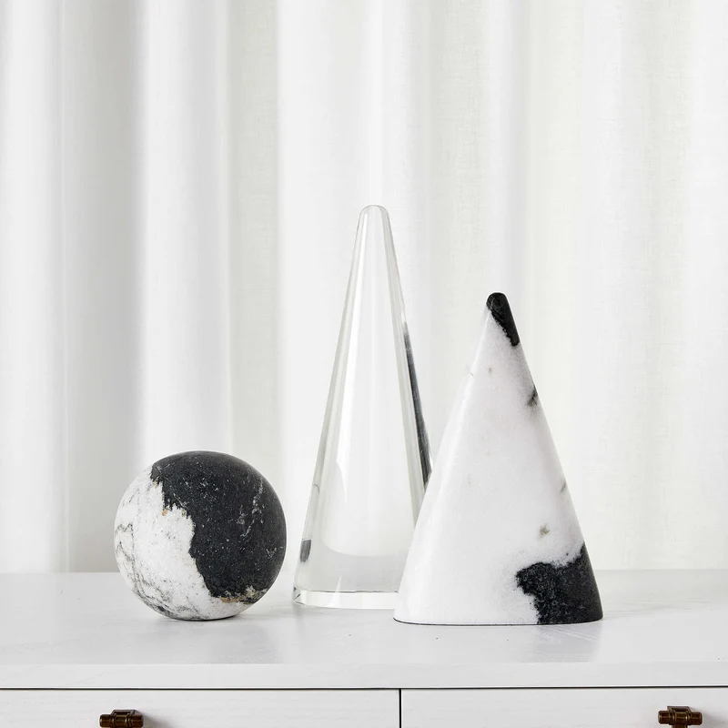 Orb Ornament in Black and White Panda Marble
