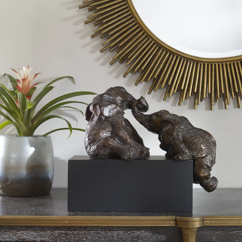 Playful Pachyderms Bronze Figurines