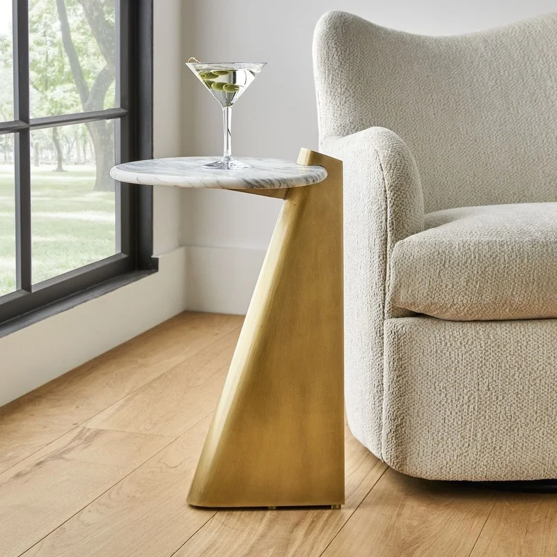 Strum Accent Table in Arabescato Marble