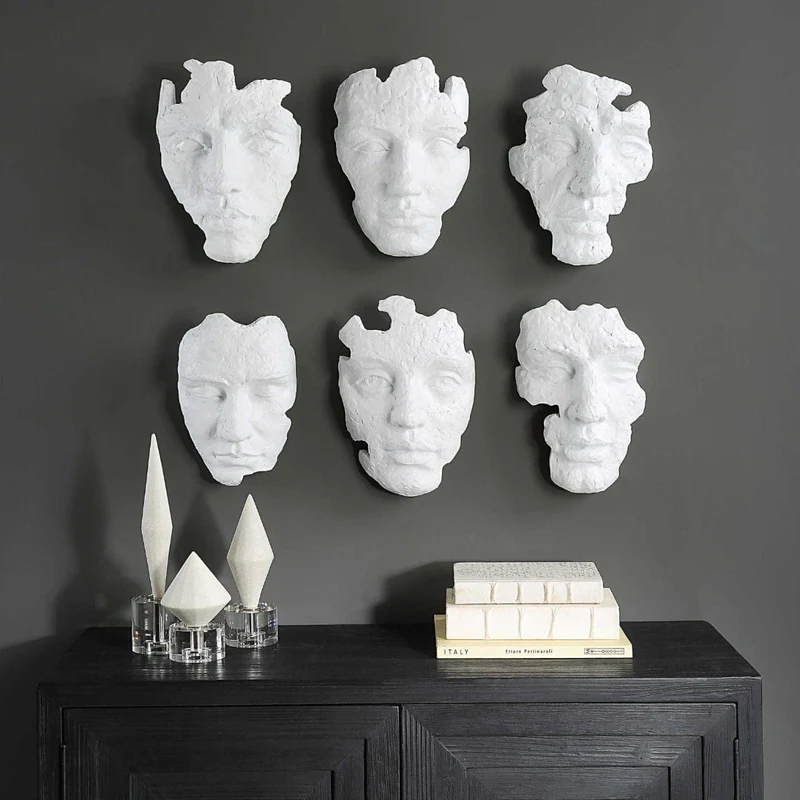 Self-Portrait White Mask Wall Décor - Set of 6