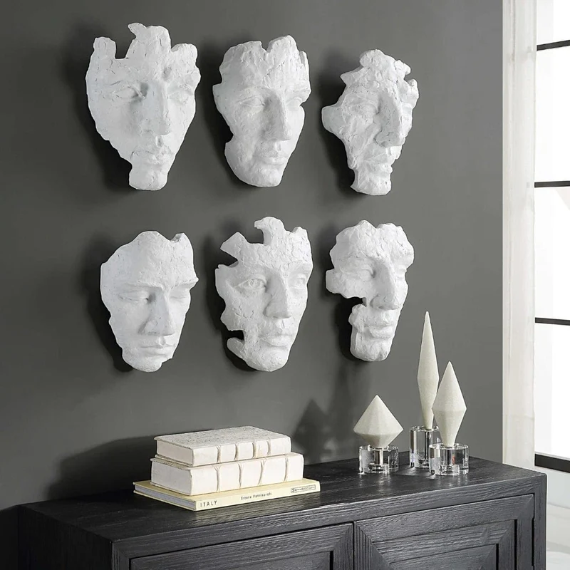 Self-Portrait White Mask Wall Décor - Set of 6