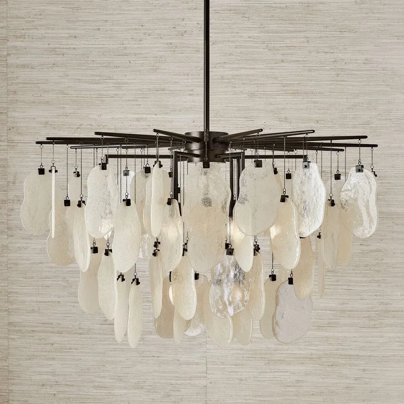 Seeded Shield 8 Light Chandelier in Champagne