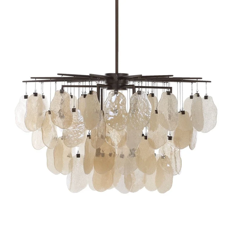 Seeded Shield 8 Light Chandelier in Champagne