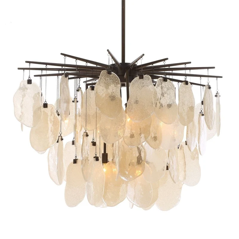 Seeded Shield 8 Light Chandelier in Champagne
