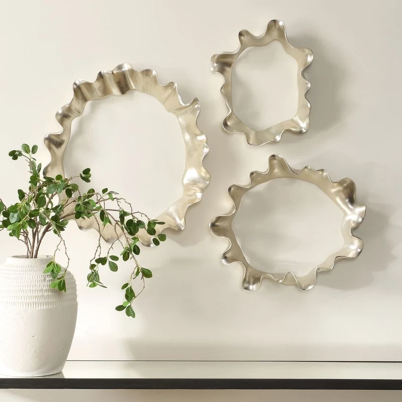 Ripple Effect Silver Wall Art Set of 3