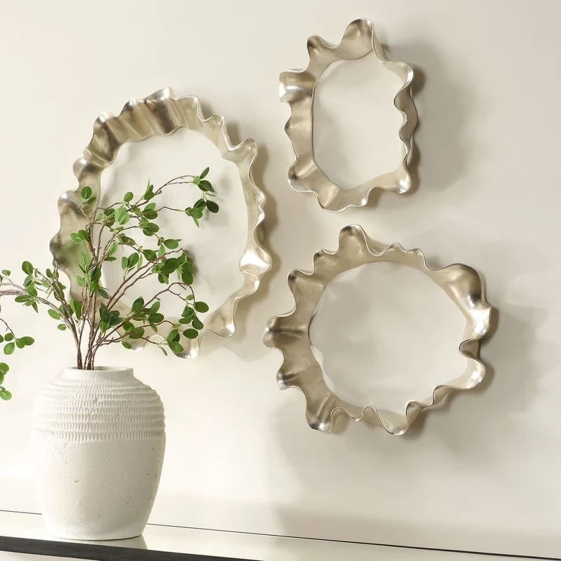 Ripple Effect Silver Wall Art Set of 3