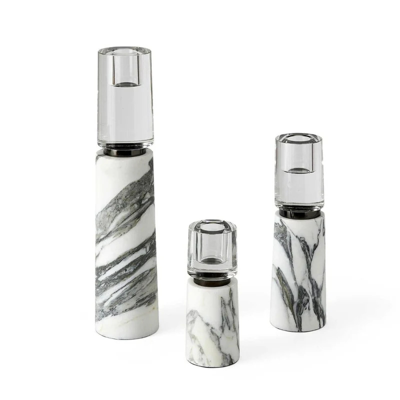 Optic Candleholders - Marble, Set of 3