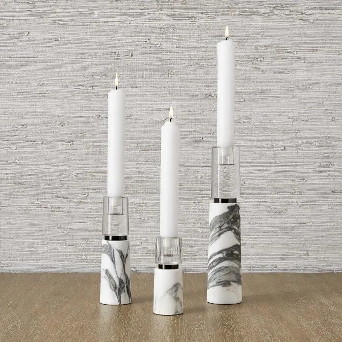 Optic Candleholders - Marble, Set of 3