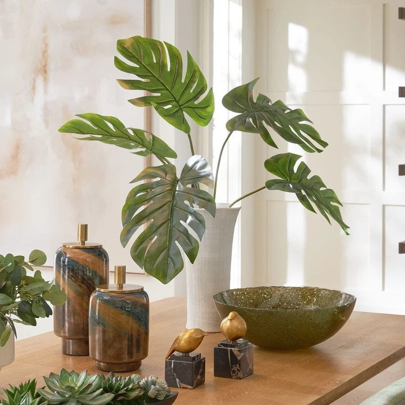 Muse Monstera Centerpiece Vase in White