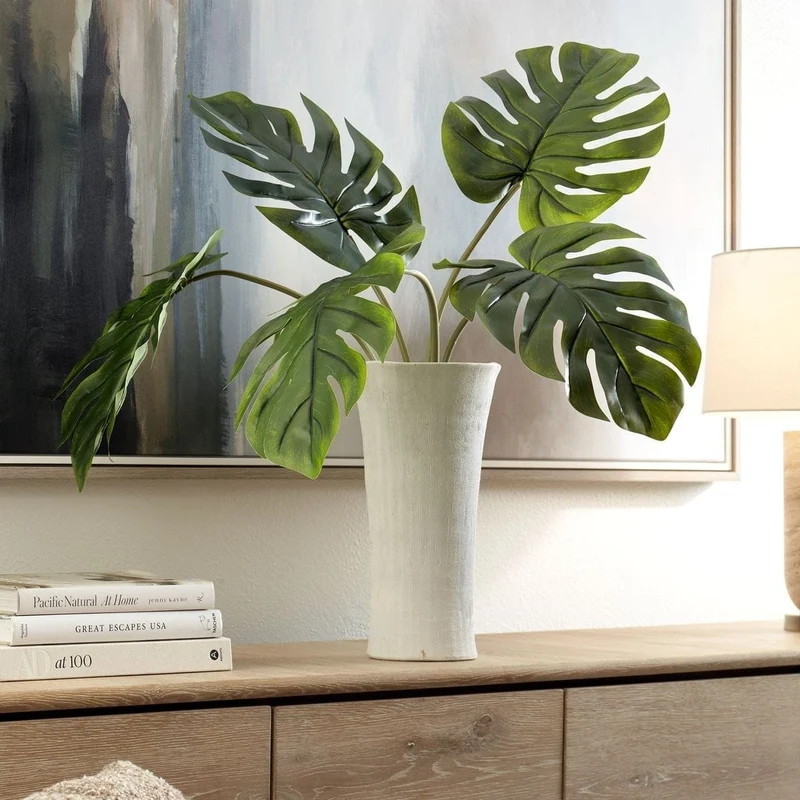 Muse Monstera Centerpiece Vase in White