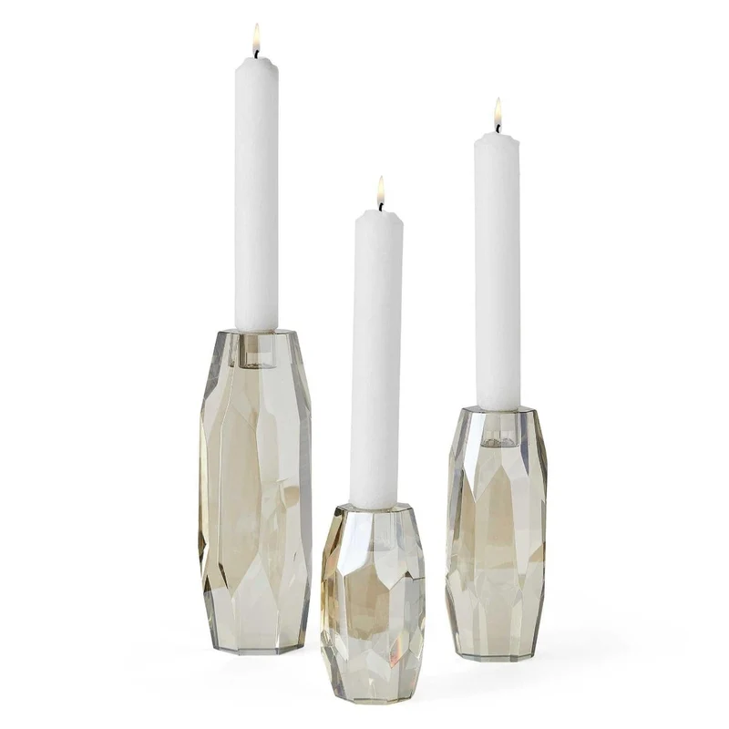 Multifaceted Taper Candleholders - Crystal, Set of 3