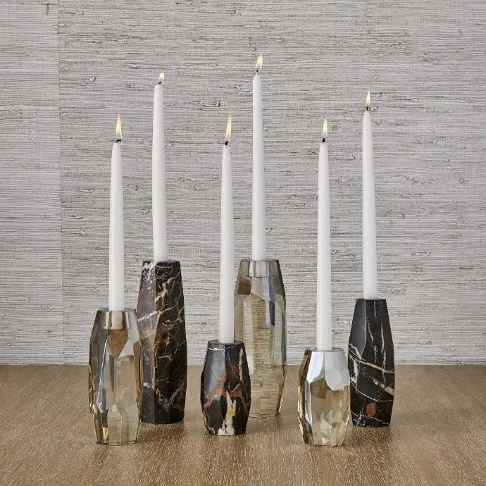 Multifaceted Taper Candleholders - Crystal, Set of 3